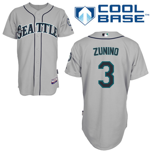 Mike Zunino #3 MLB Jersey-Seattle Mariners Men's Authentic Road Gray Cool Base Baseball Jersey